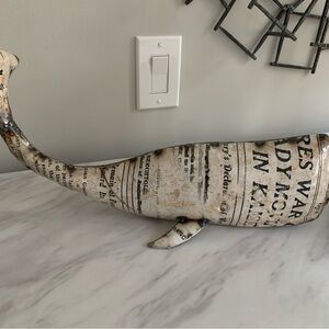 Decorative Whale Figurine w/ Newspaper Print